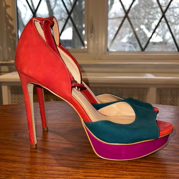 Brian Atwood Roma Suede Platform Sandals - Picture 2 of 5